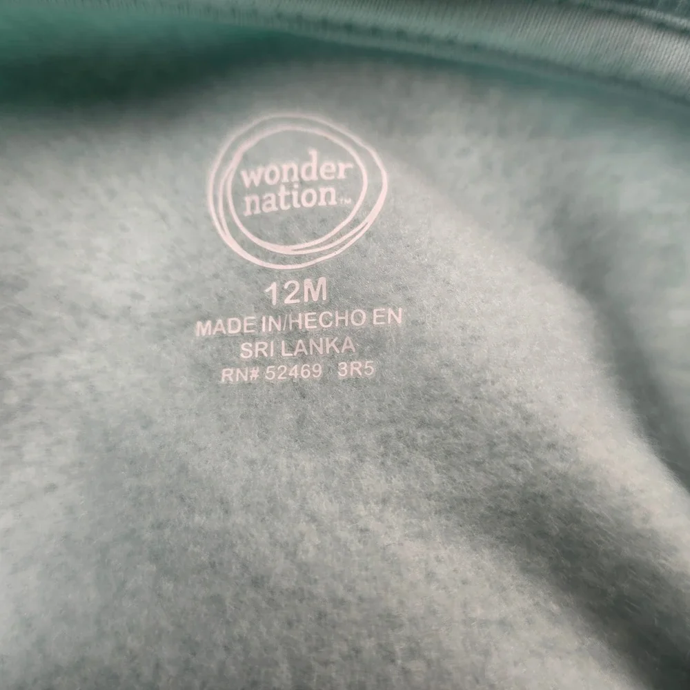 Wonder Nation Baby Girls Aqua Sunshine Fleece Sweatshirt and Pants Set 12M NEW‎